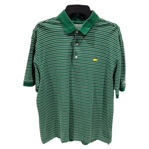 Masters Collection 60s Two Ply Mercerized Pima Cotton Green Striped Polo Large
